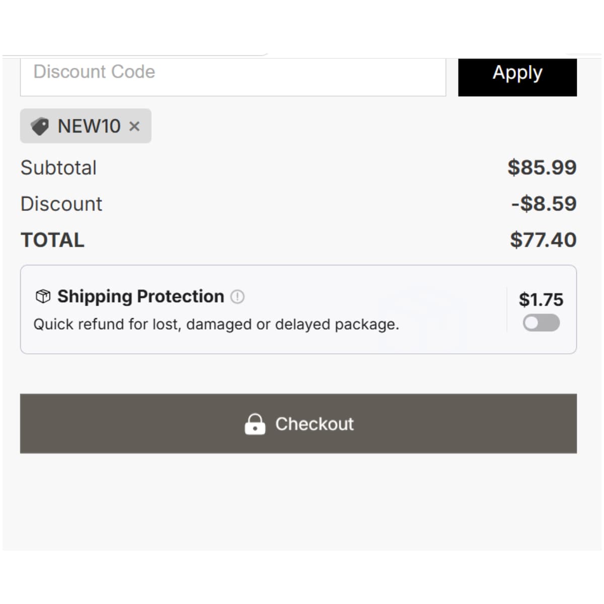 NEW10 Joydeco coupon code proof showing 10 percent off 2026 New Arrivals cart