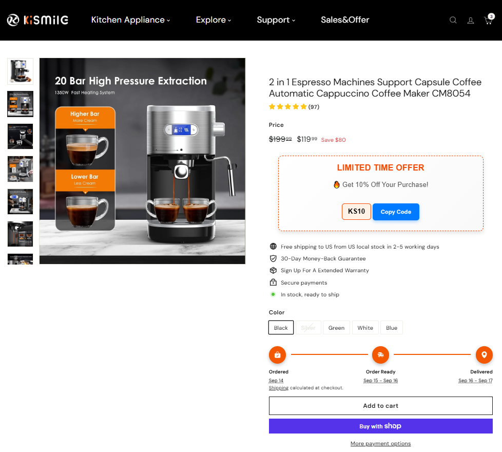 2 in 1 Espresso Machines Support Capsule Coffee Automatic Cappuccino Coffee Maker CM8054