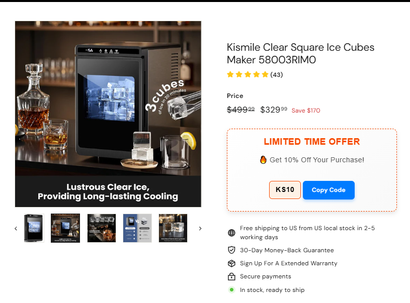Kismile Clear Square Ice Cube Maker 58003RIM0 sale proof