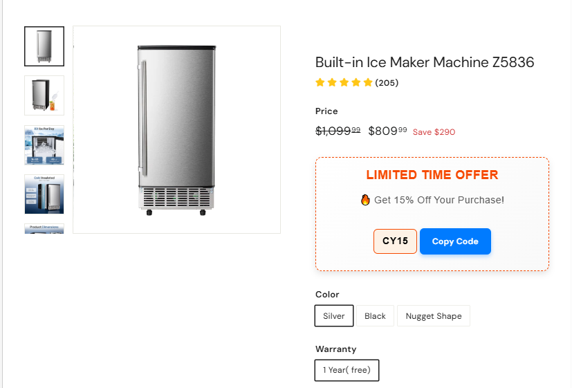Kismile Built-in Ice Maker Z5836 sale proof