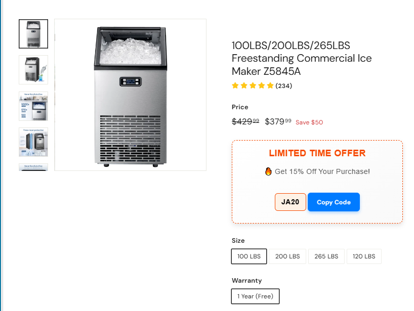 Z5845A product page displaying JA20
