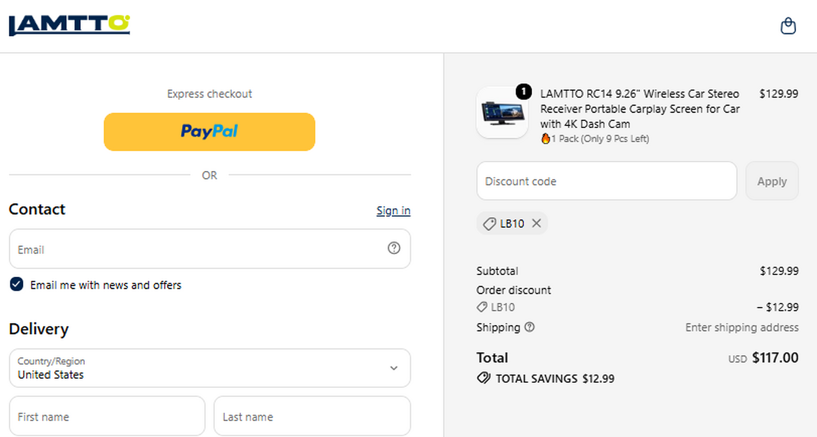 LB10 checkout proof