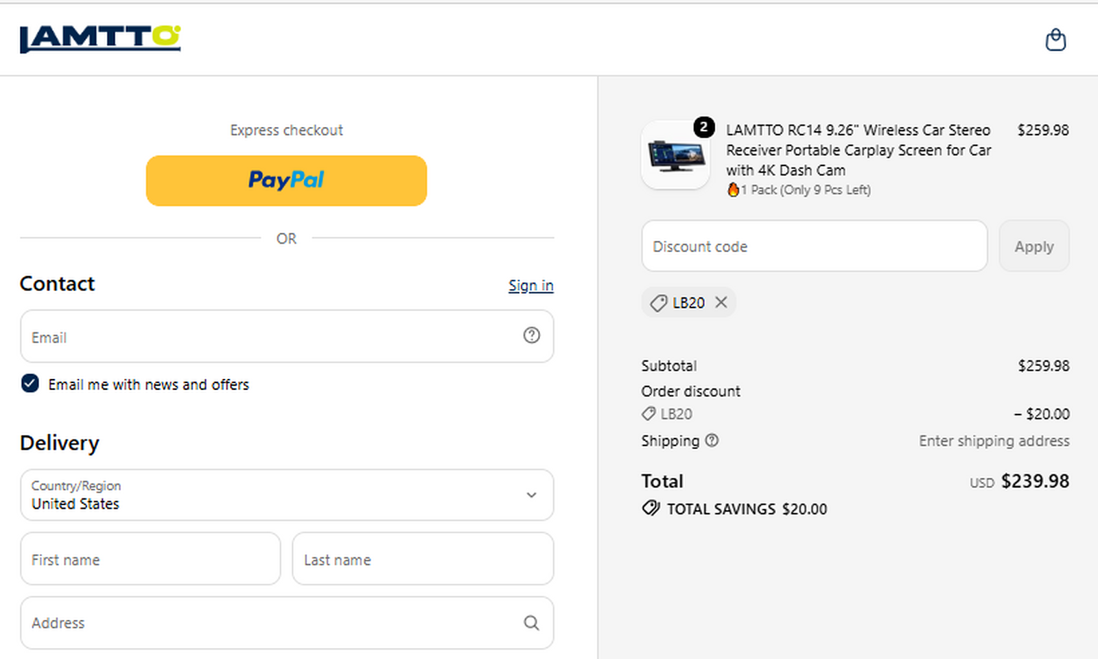 LB20 checkout proof