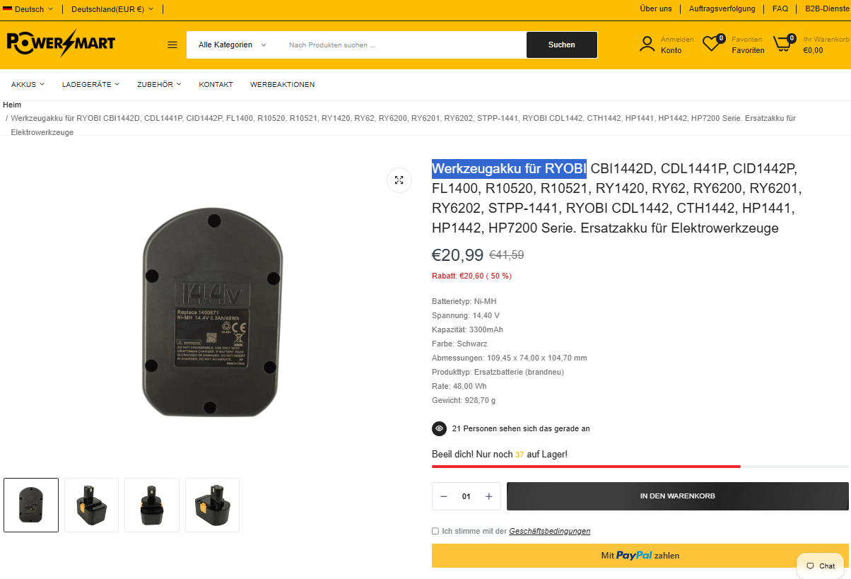 Werkzeugakku für RYOBI