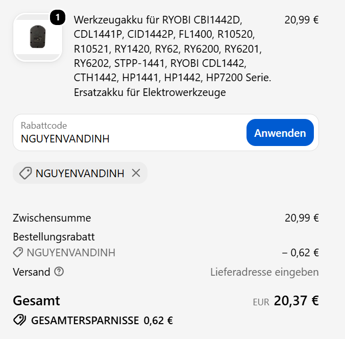 PowerSmart Gutscheincode NGUYENVANDINH für 3 % Rabatt