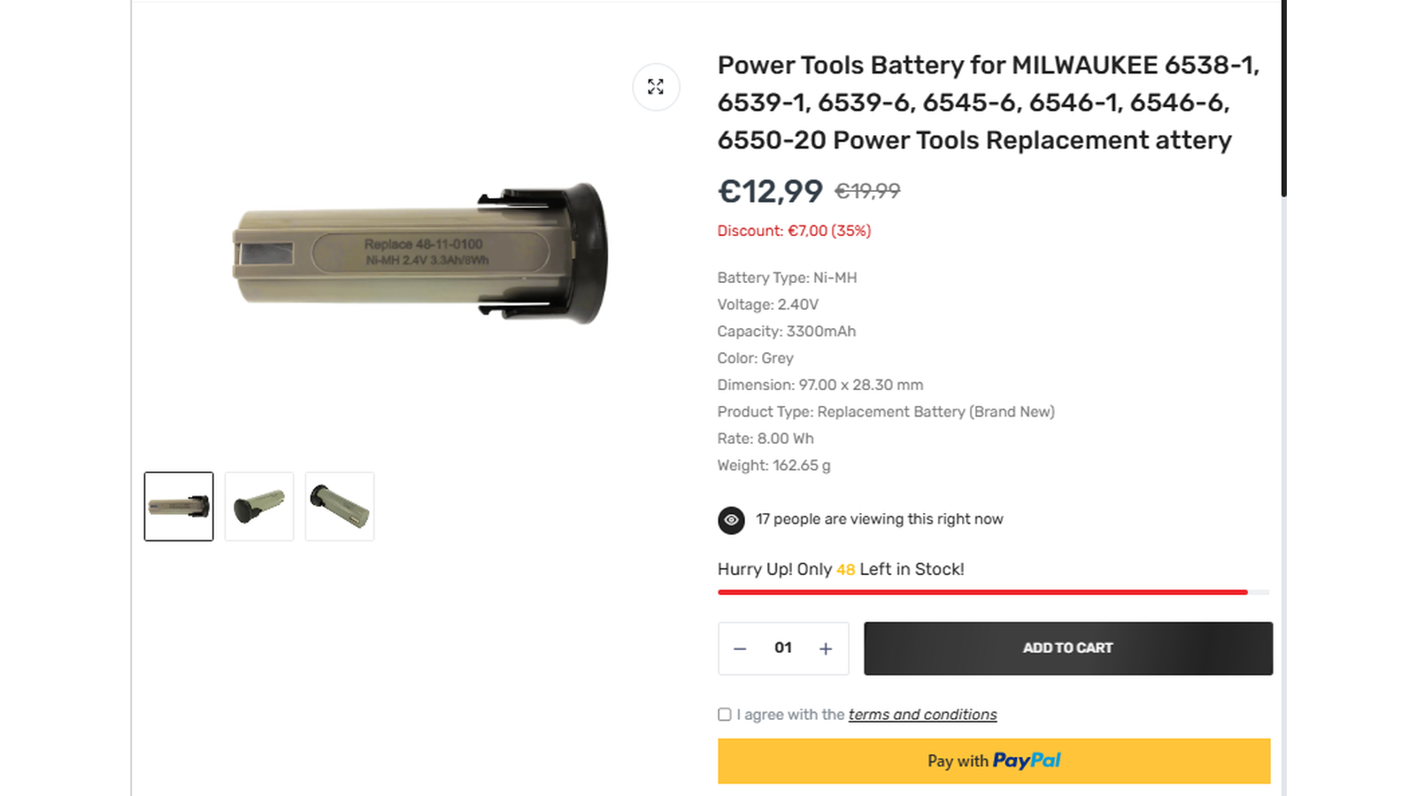 PowerSmartakku Milwaukee 6538 6539 6545 6546 Battery Deal PowerSmartakku Milwaukee 6538 6539 6545 6546 replacement battery deal: EUR 19.99 reduced to EUR 12.99