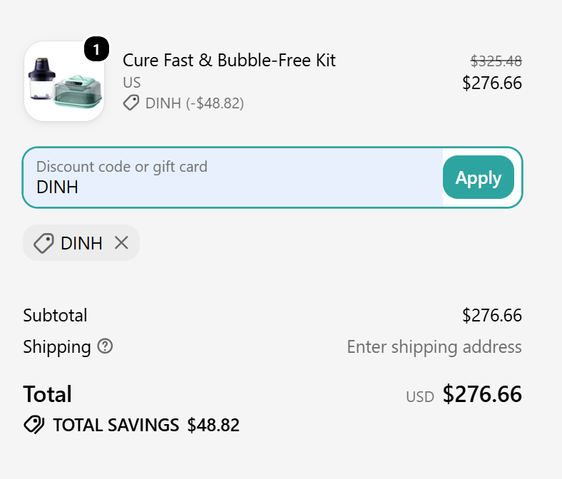 code Dinh 15% Off _Cure Fast & Bubble-Free Kit