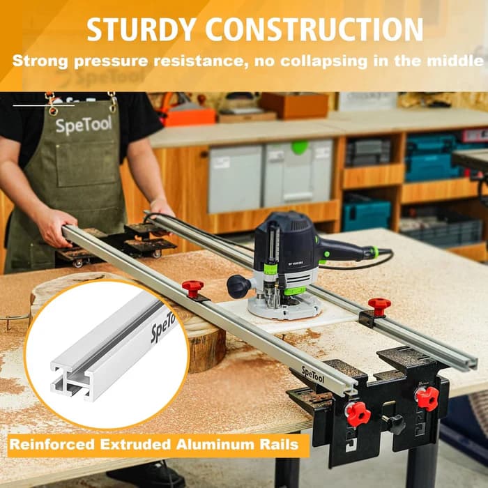 SpeTool S01001 Cratos 48-inch router sled with reinforced aluminum rails