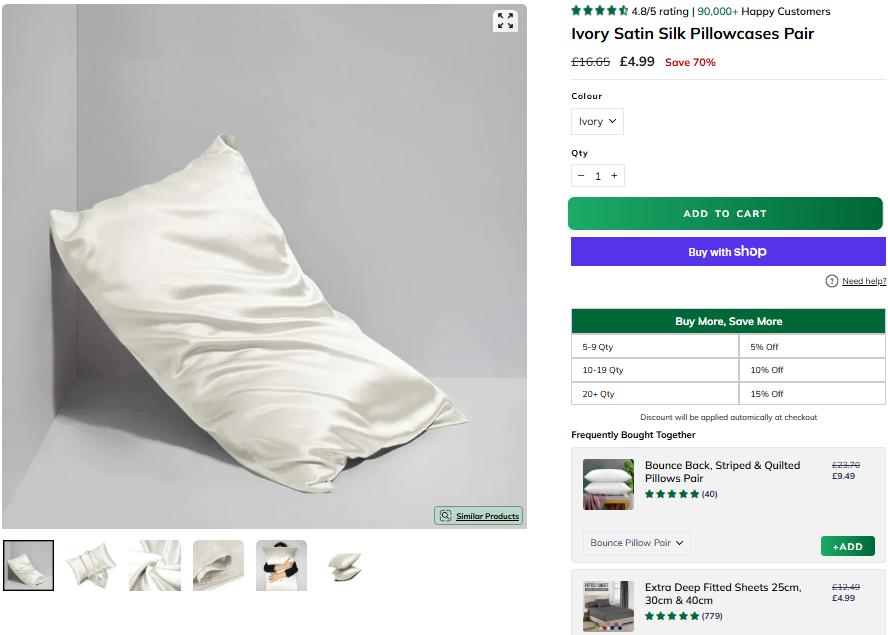 Ivory Satin Silk Pillowcases Pair sale