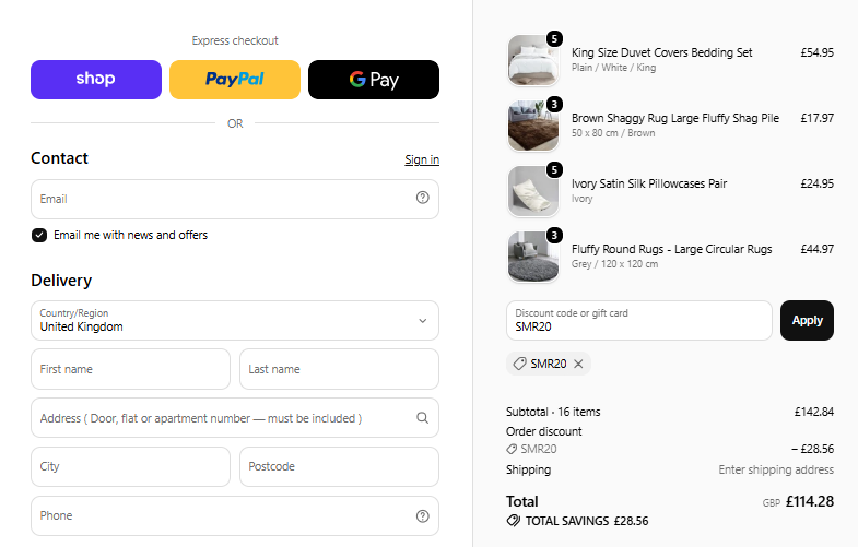 SMR20 20 percent coupon checkout proof