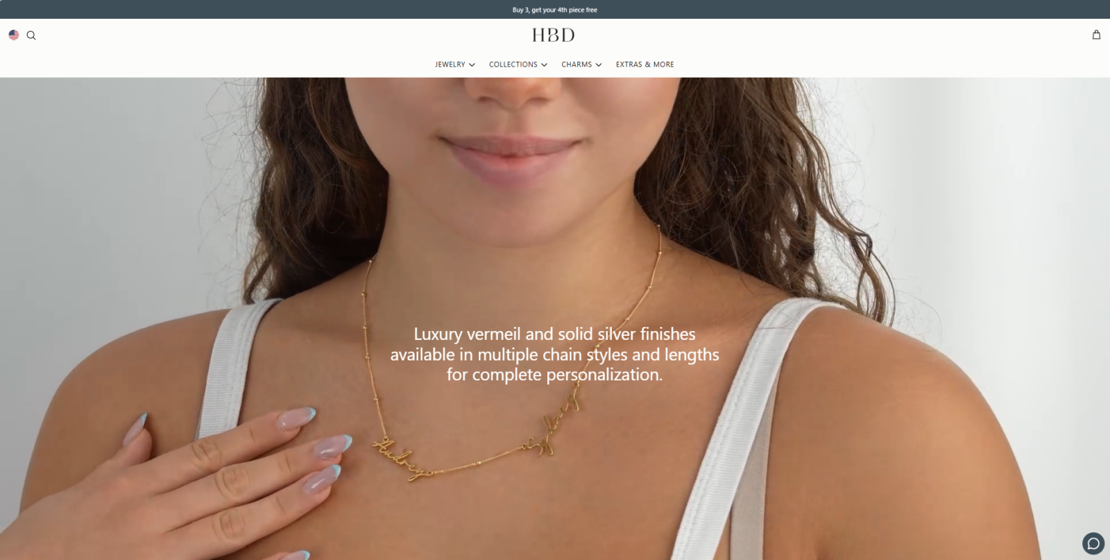 HBD Jewellery personalised name necklace luxury vermeil jewellery