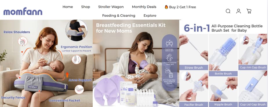 Momfann 8-in-1 magnetic baby bottle brush set as optional cleanup support in a feeding setup