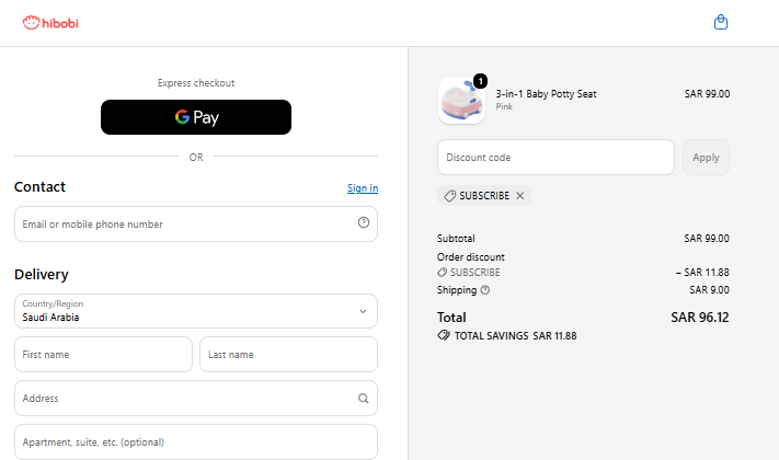SUBSCRIBE checkout proof for 3-in-1 Baby Potty Seat