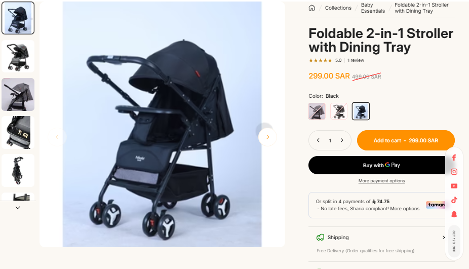 Foldable 2-in-1 Stroller sale price proof