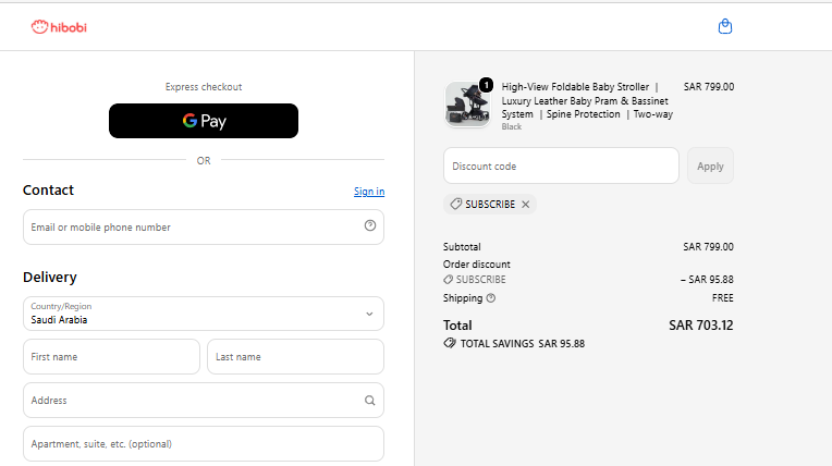 SUBSCRIBE checkout proof for High-View Foldable Baby Stroller