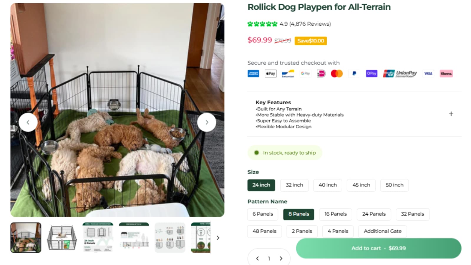 Rollick 24-Inch 8-Panel Dog Playpen