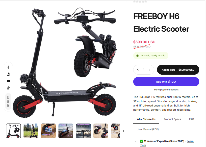 FREEBOY H6 sale price proof