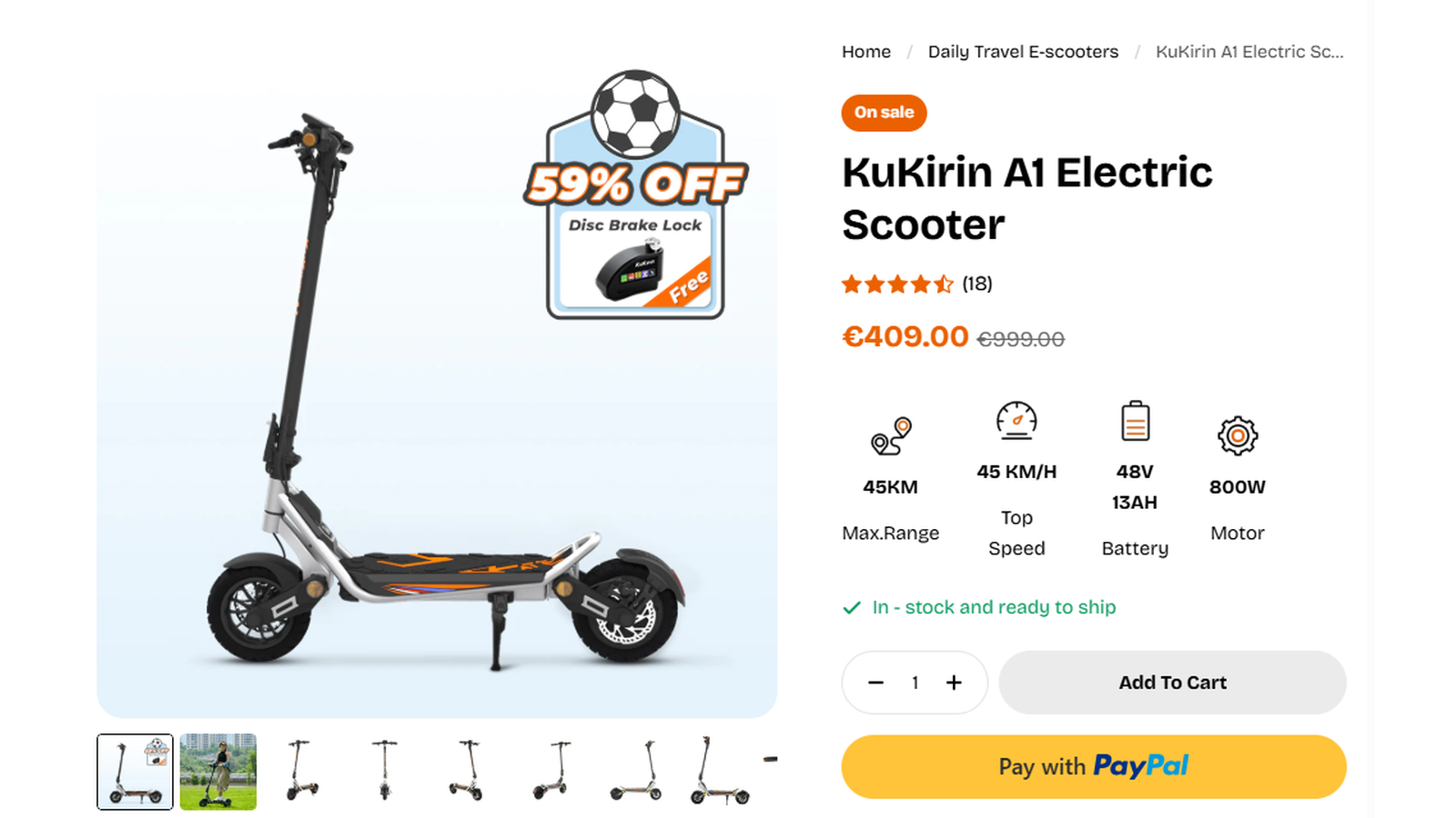 KuKirin A1 Electric Scooter live sale evidence