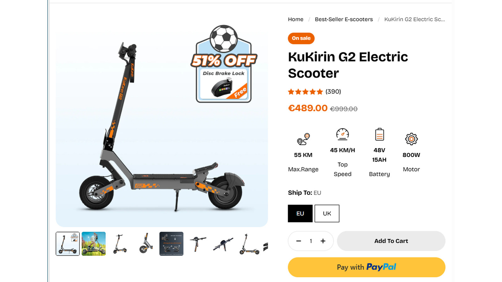 KuKirin G2 Electric Scooter live sale evidence