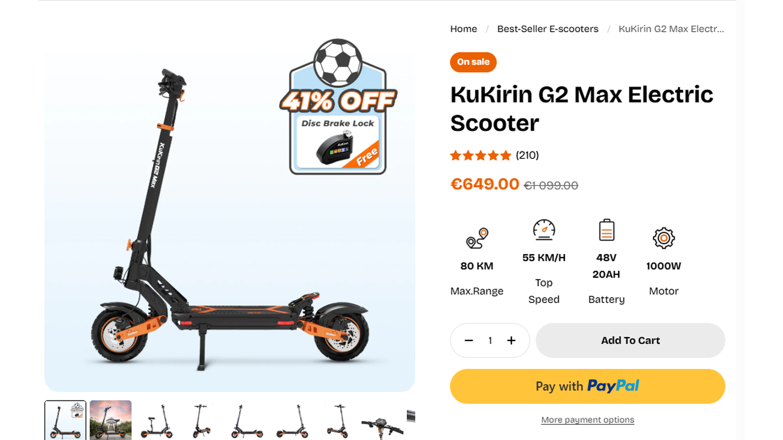 KuKirin G2 Max Electric Scooter live sale evidence