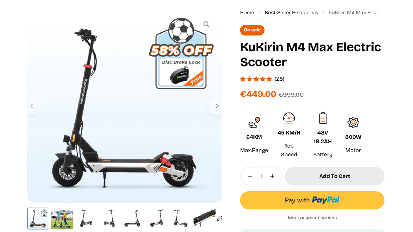 KuKirin M4 Max Electric Scooter live sale evidence
