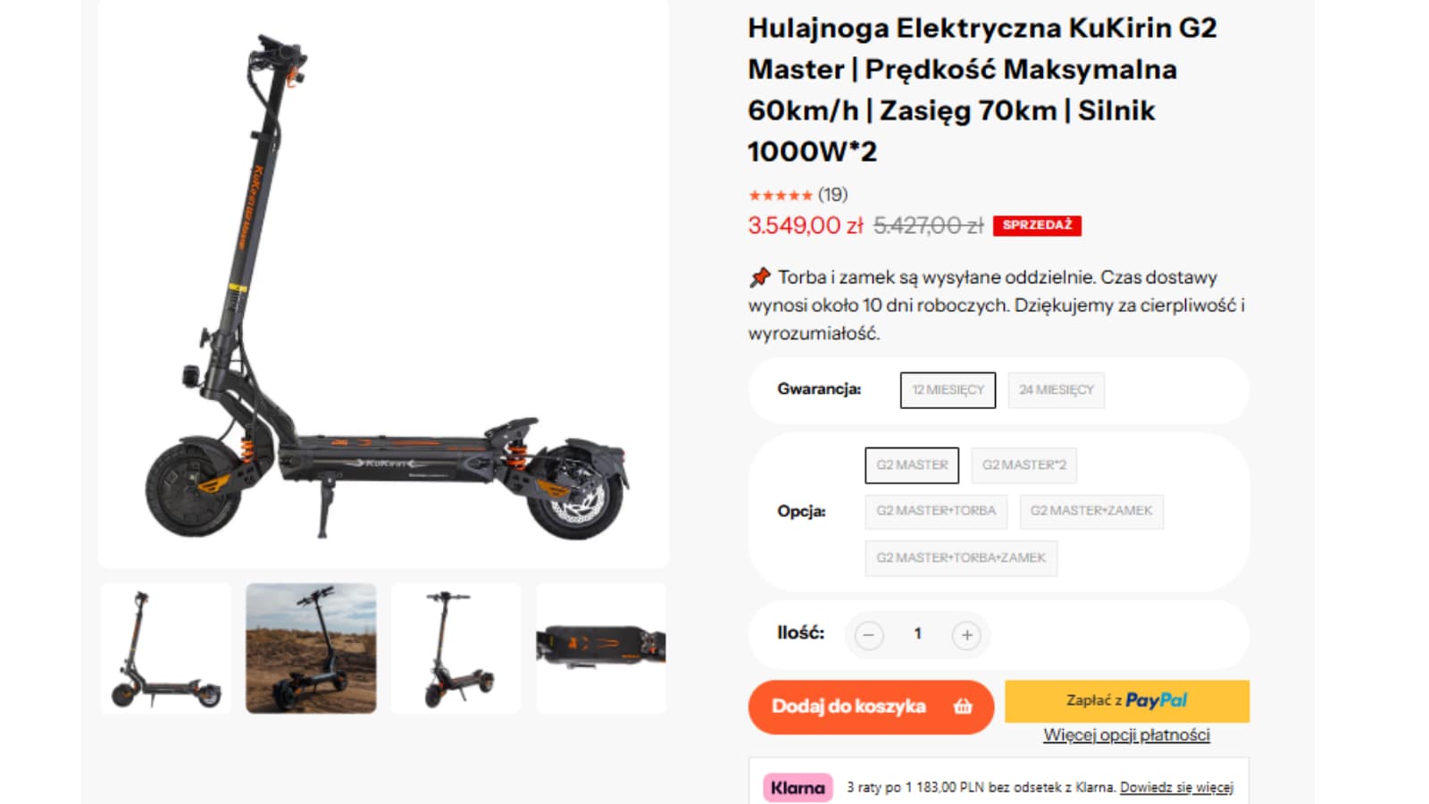 KuKirin G2 Master promocja — oszczędź 1 878 zł