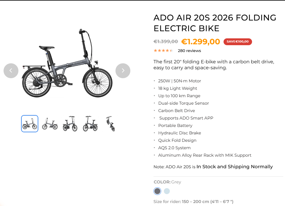 ADO Air 20S 2026 Falt-E-Bike
