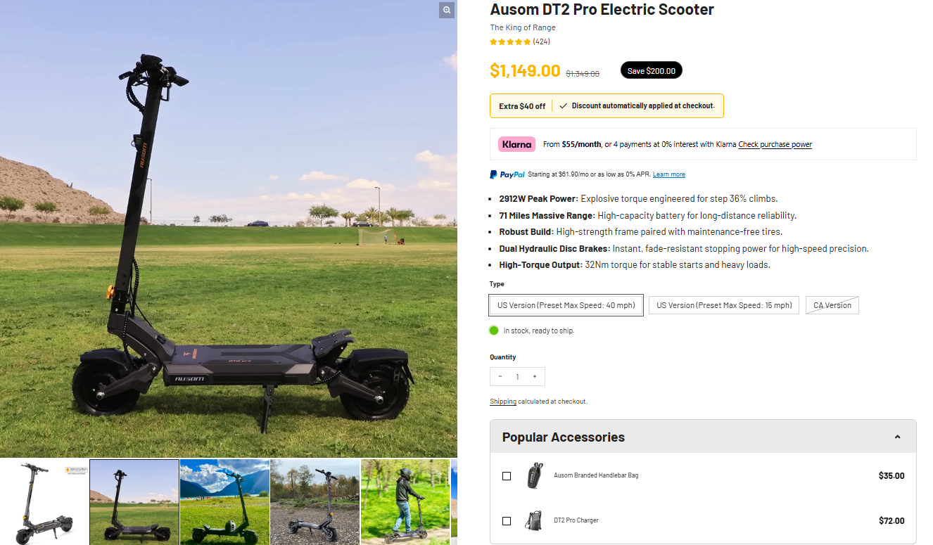 Ausom DT2 Pro Electric Scooter