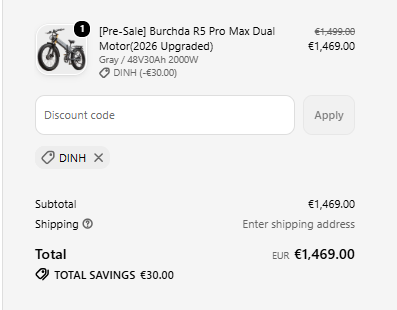  Exclusive BURCHDA code DINH saves €30 on the R5 Pro Max