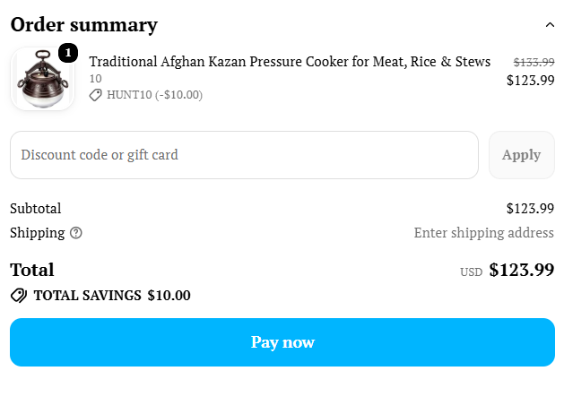 HUNT10  _ code 10% +$75