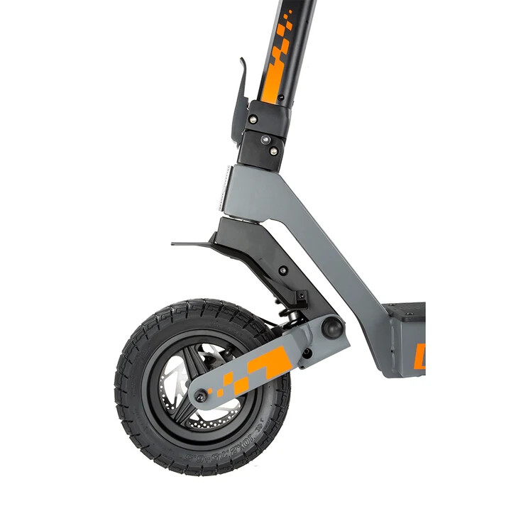 KuKirin G2 front wheel, disc brake and suspension detail