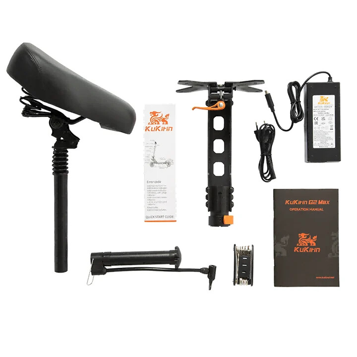 KuKirin G2 Max included removable seat charger pump tools and manuals