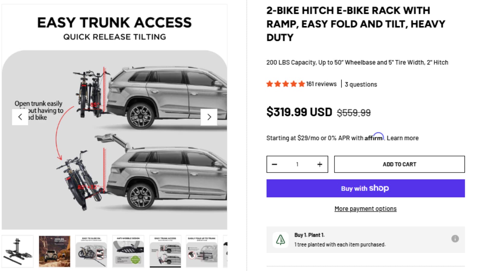 OutfitR 2-Bike Hitch E-Bike Rack Heavy Duty Deal Proof OutfitR 2-Bike Hitch E-Bike Rack With Ramp Heavy Duty deal proof showing $319.99 sale price and $559.99 original price