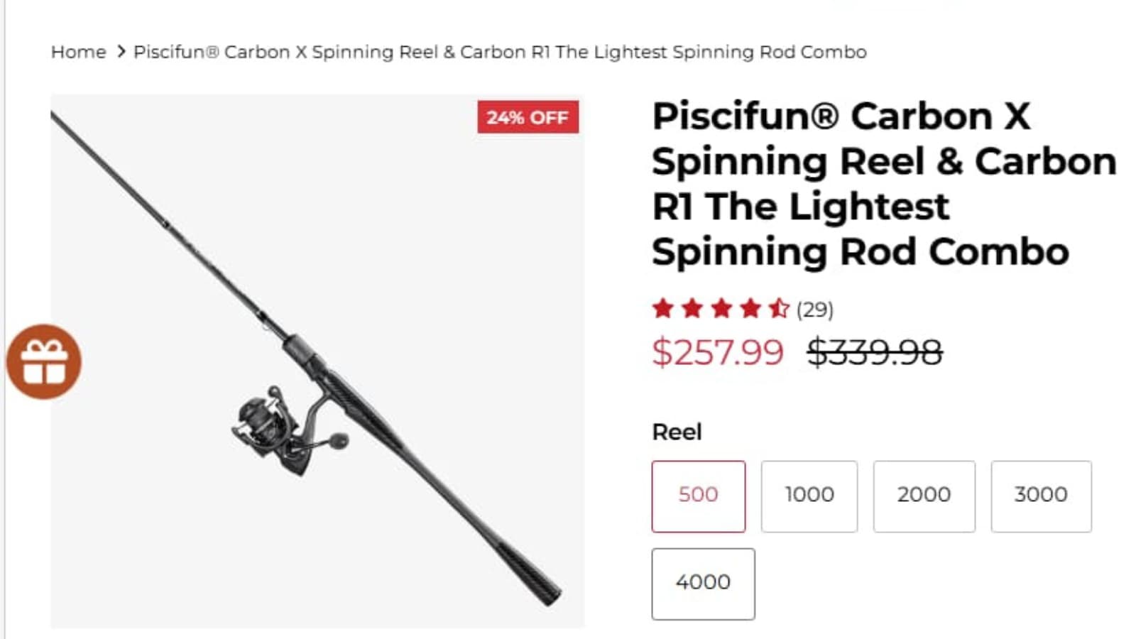 Piscifun Carbon X Reel & Carbon R1 Rod Combo current sale price proof