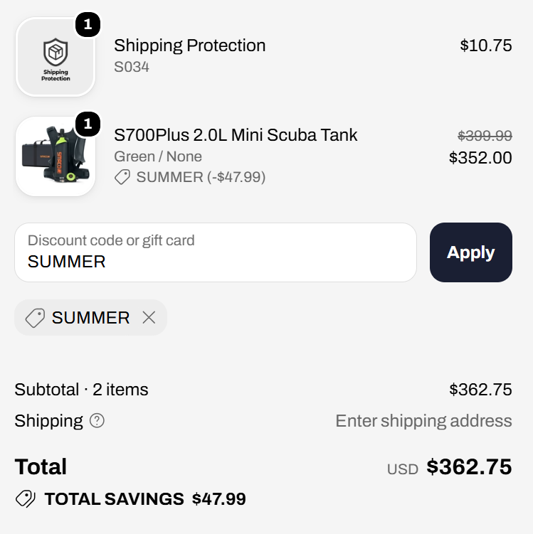 code summer 12% Off:  S700plus 2_0L mini scuba tank