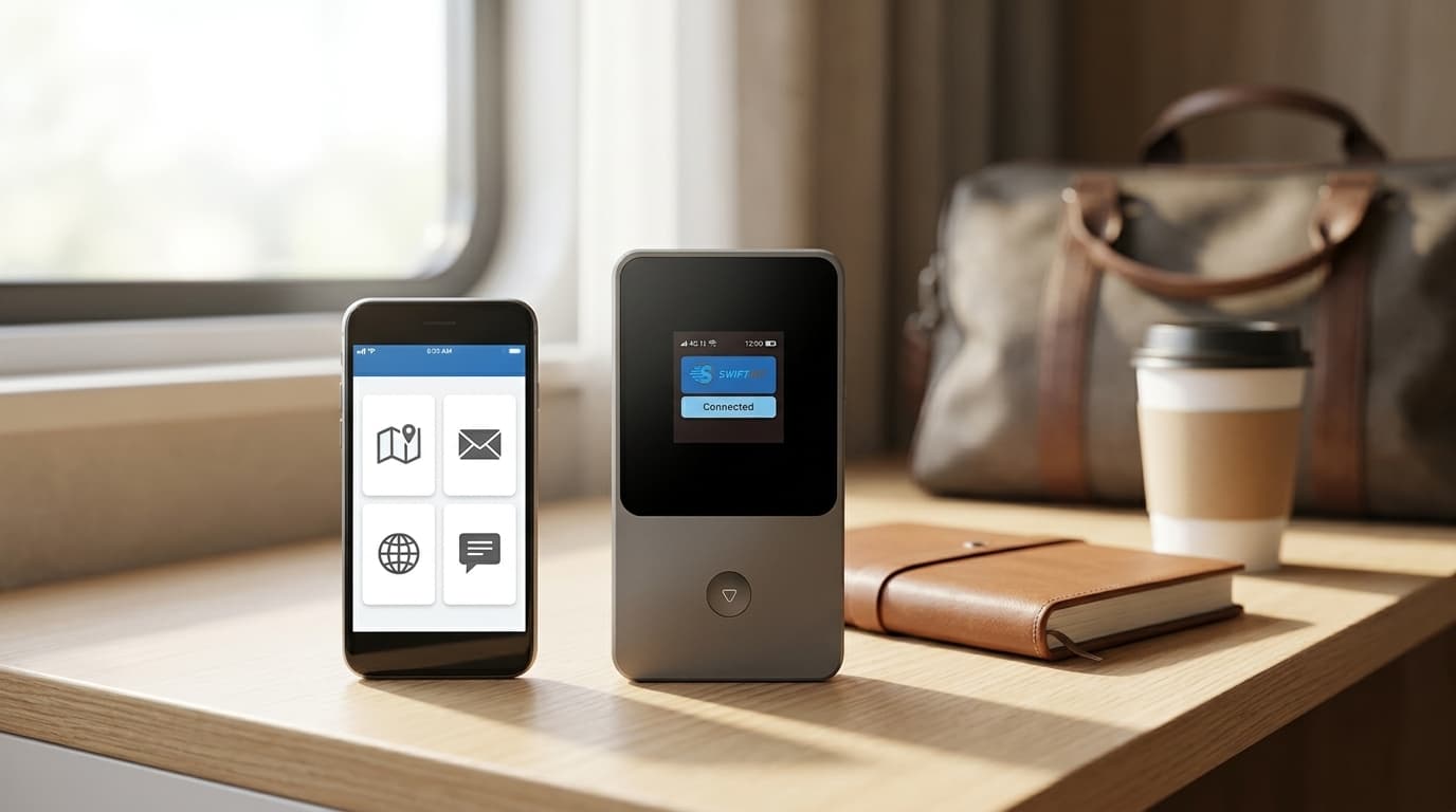 SwiftNet 100GB light backup data plan image for maps, email, messages, light browsing, travel and camping WiFi fallback