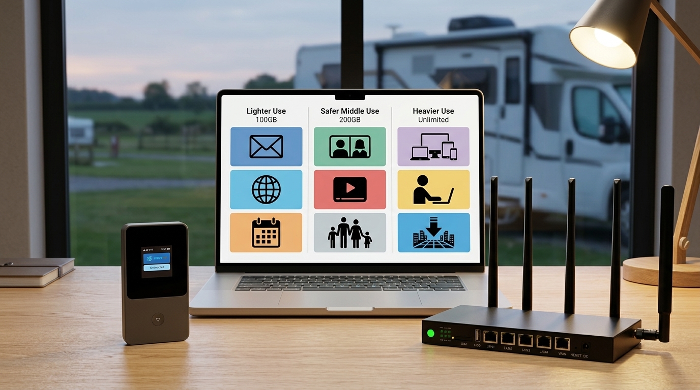 SwiftNet 100GB vs 200GB vs Unlimited quick verdict image for backup browsing, remote work, streaming and multiple devices