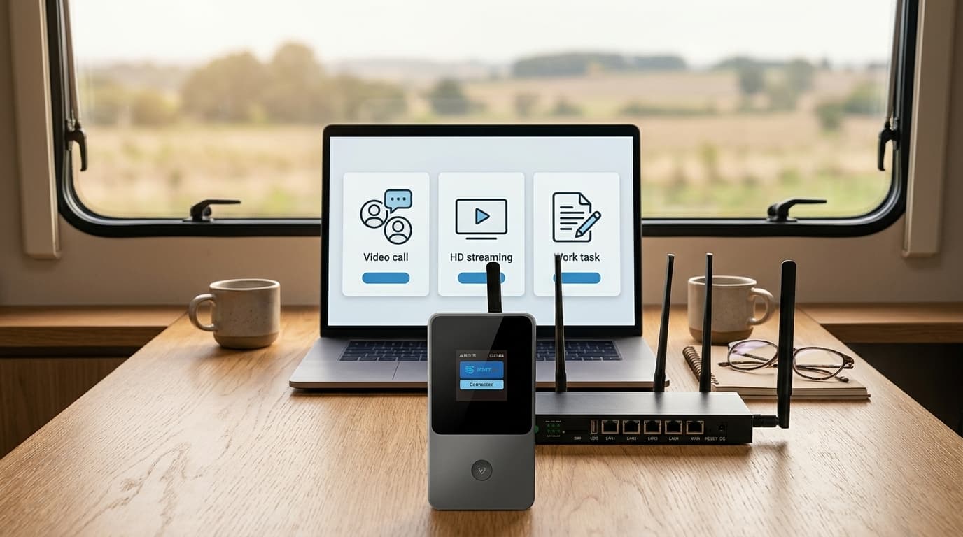 SwiftNet 200GB middle data plan image for RV trips, moderate remote work, occasional streaming, video calls and cabin backup internet