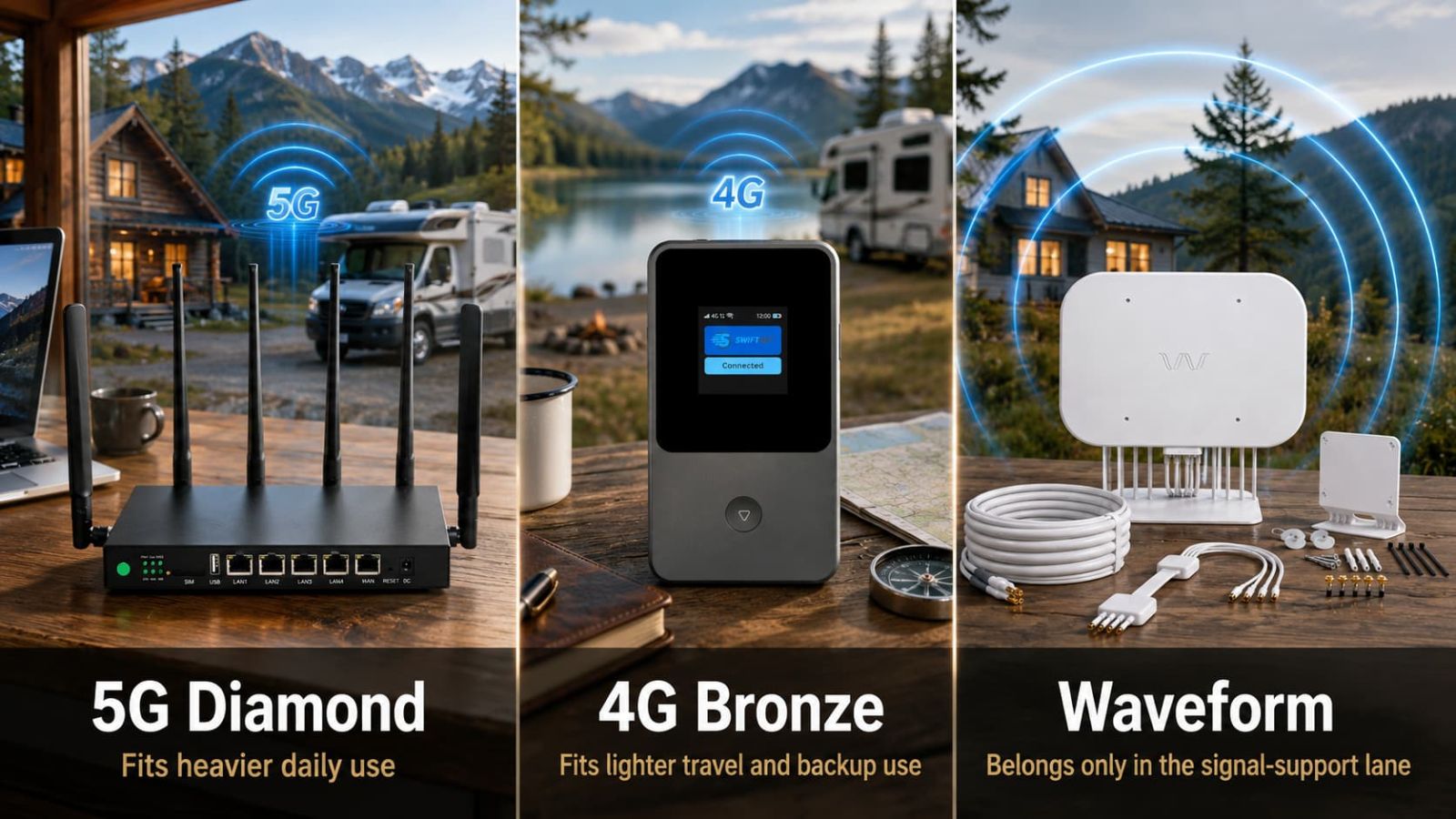 SwiftNet WiFi 5G Diamond and 4G Bronze options for travel and remote work