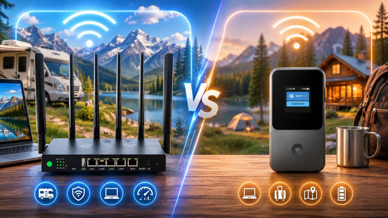 SwiftNet 5G Diamond vs 4G Bronze head to head plan comparison for RV rural travel remote work and backup internet