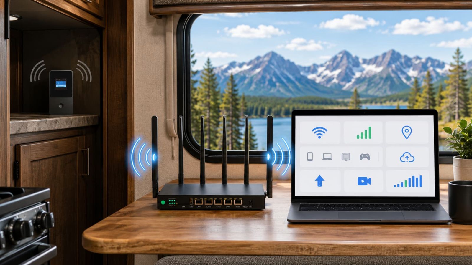 SwiftNet device placement mistakes showing poor RV cabinet placement versus better open window router placement