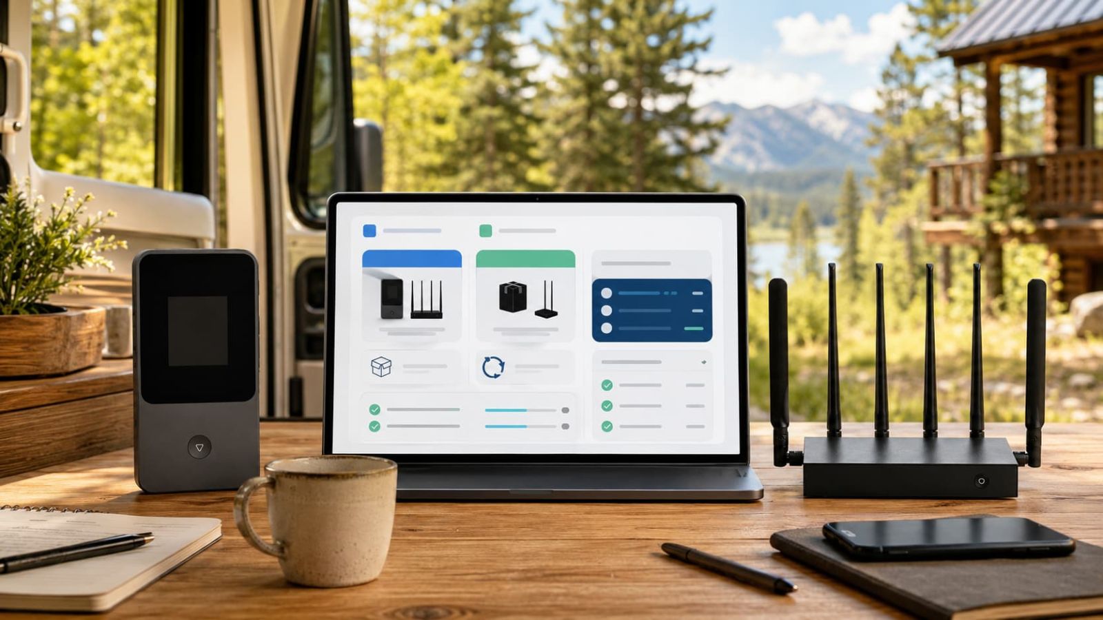 SwiftNet monthly cost hero with 4G Bronze hotspot, 5G Diamond router, checkout dashboard, device terms, shipping, cancellation and recurring subtotal
