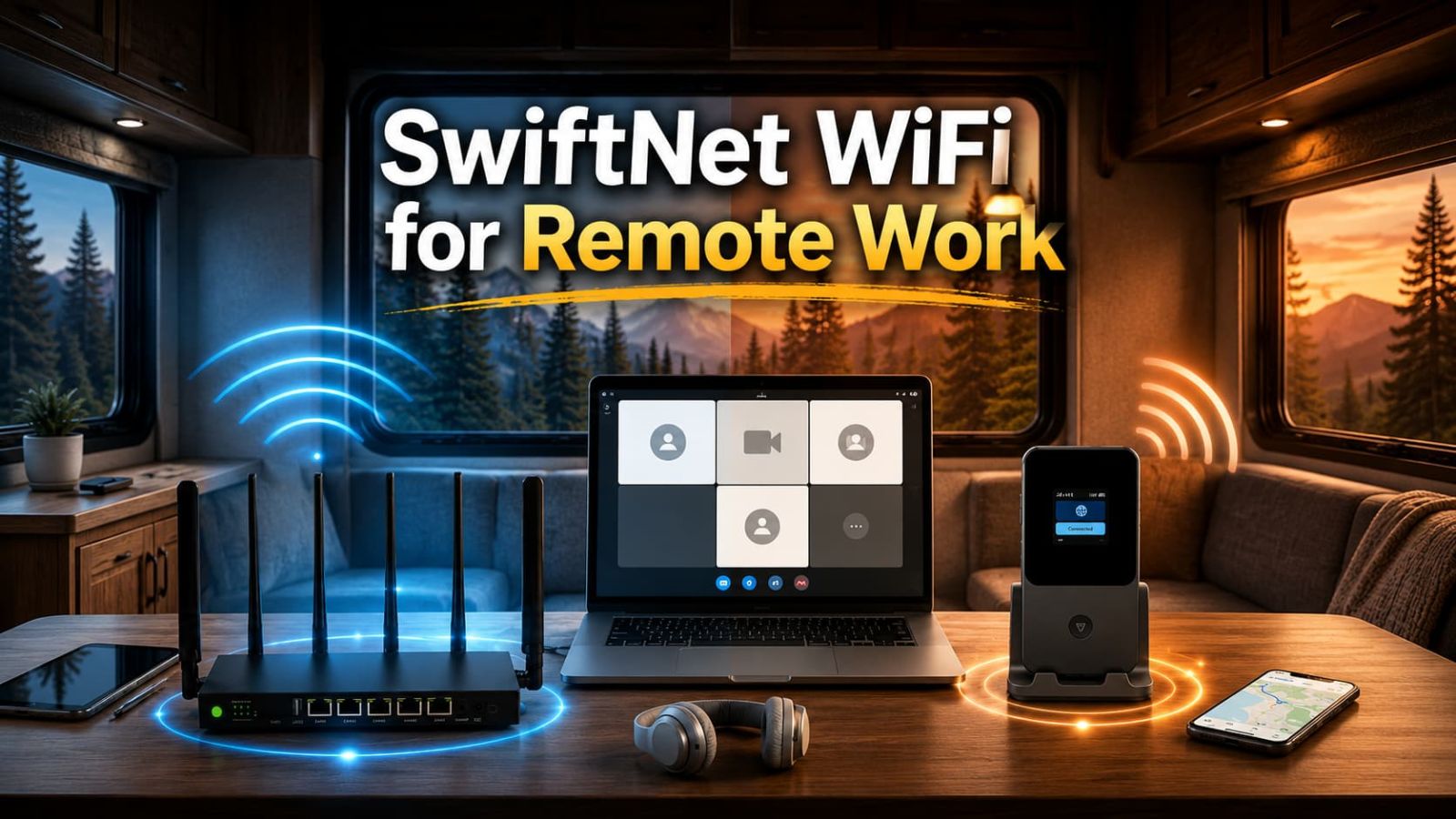 SwiftNet remote work plan comparison showing 5G Diamond for daily laptop work and 4G Bronze for lighter backup tasks