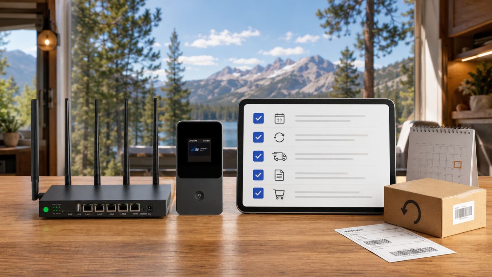 SwiftNet WiFi trial and refund policy guide with 5G Diamond 4G Bronze checkout checklist and return box