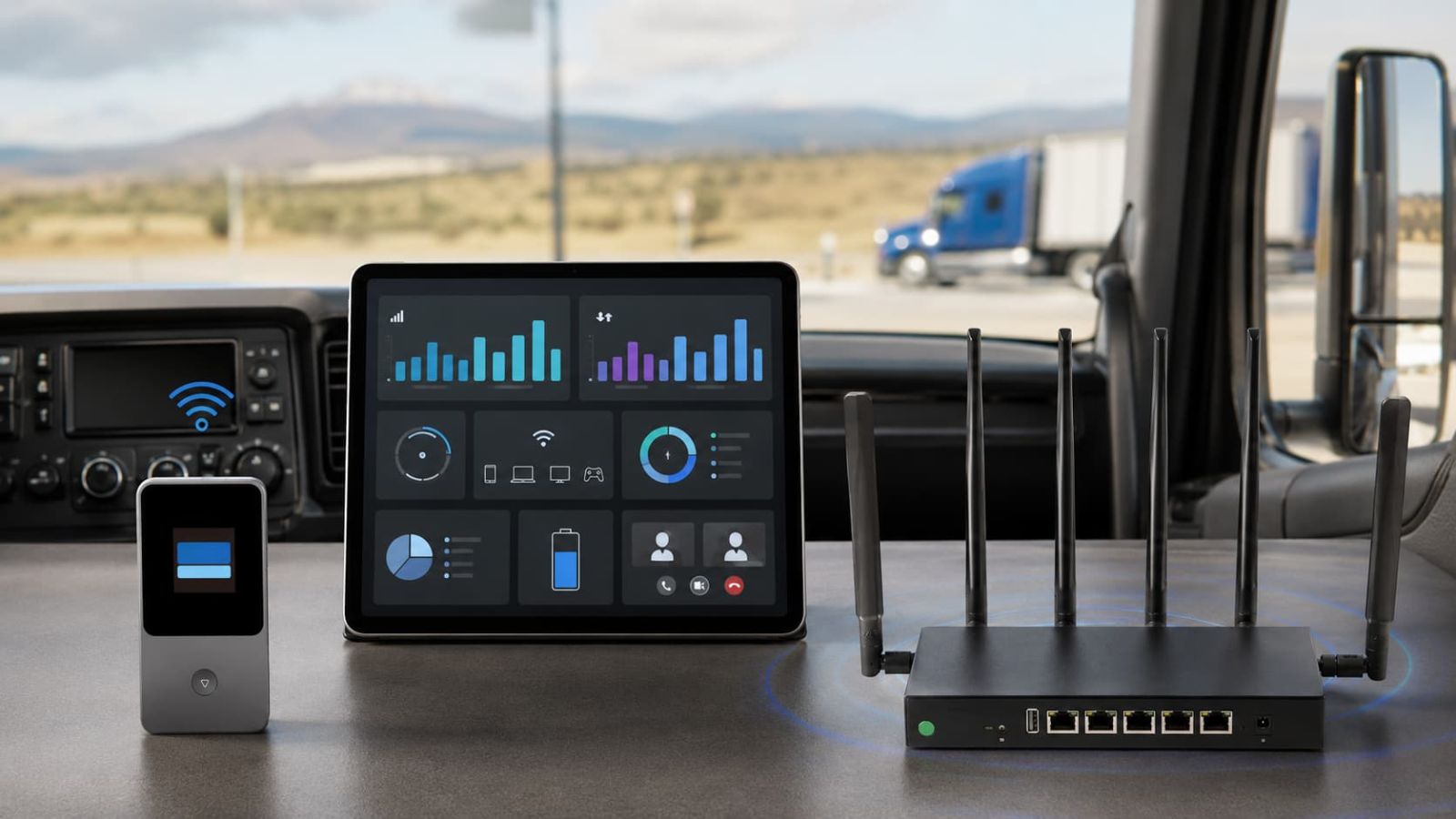 SwiftNet technical specs for truckers comparing 5G Diamond 4G Bronze speed upload latency data options device terms and road workload