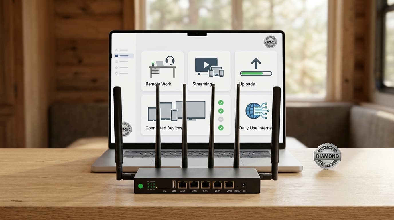 SwiftNet Unlimited data plan image for heavier RV, rural, remote work, streaming, uploads and multiple connected devices