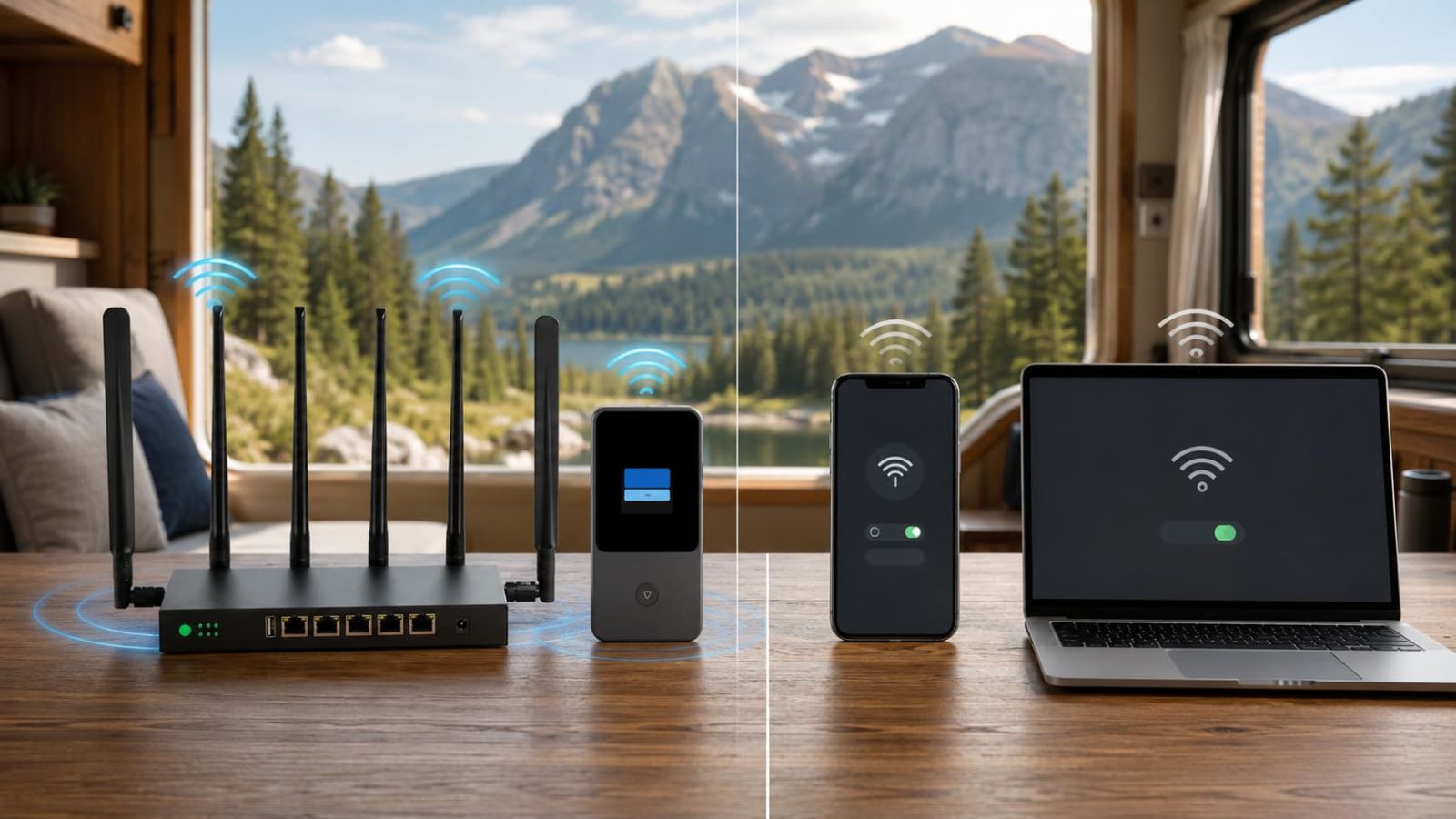 SwiftNet WiFi vs phone hotspot comparison overview for RV, rural travel, light backup and multi-device internet