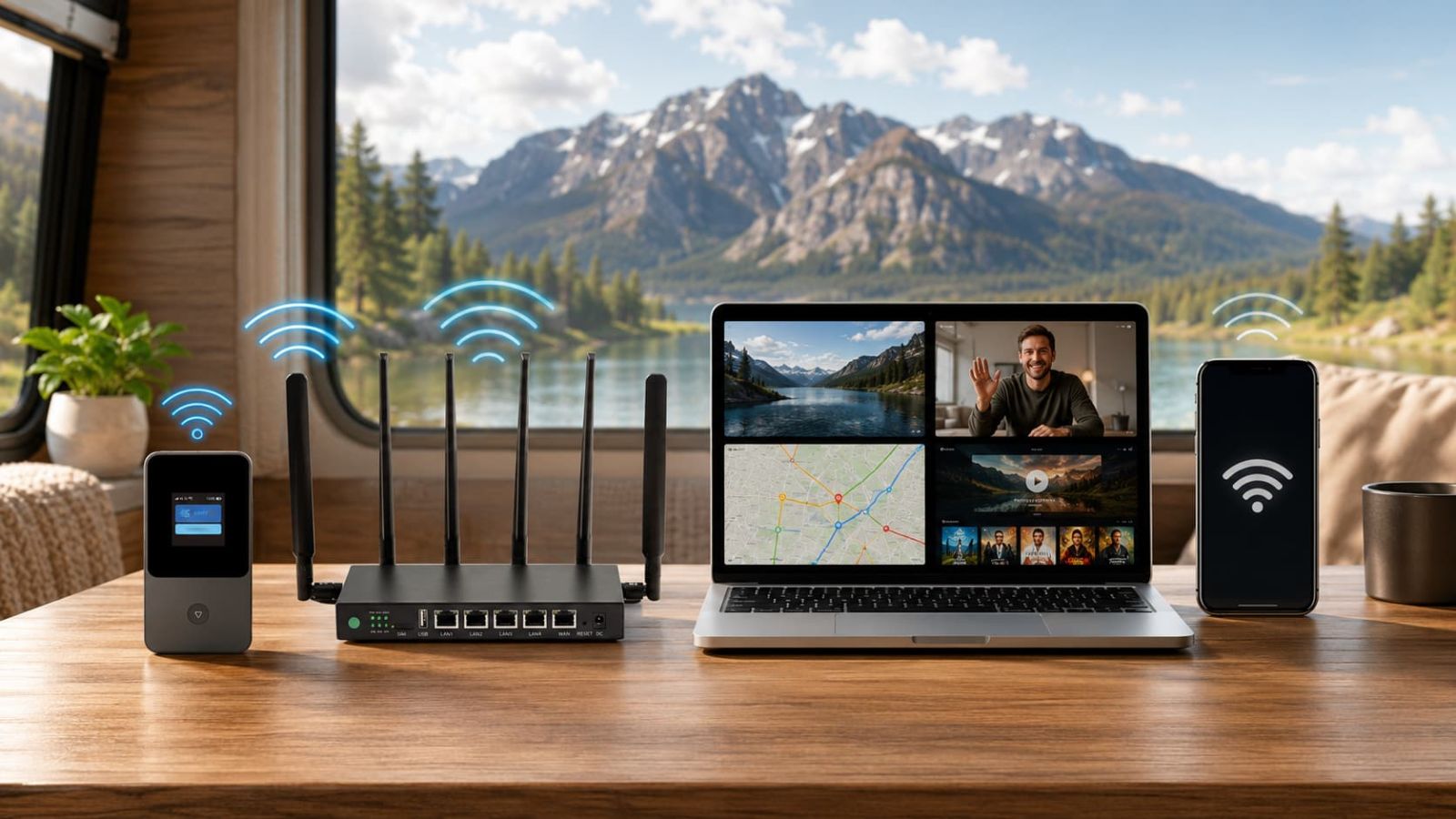 SwiftNet WiFi vs phone hotspot hero comparison for RV, rural travel, remote work, laptop use and backup internet
