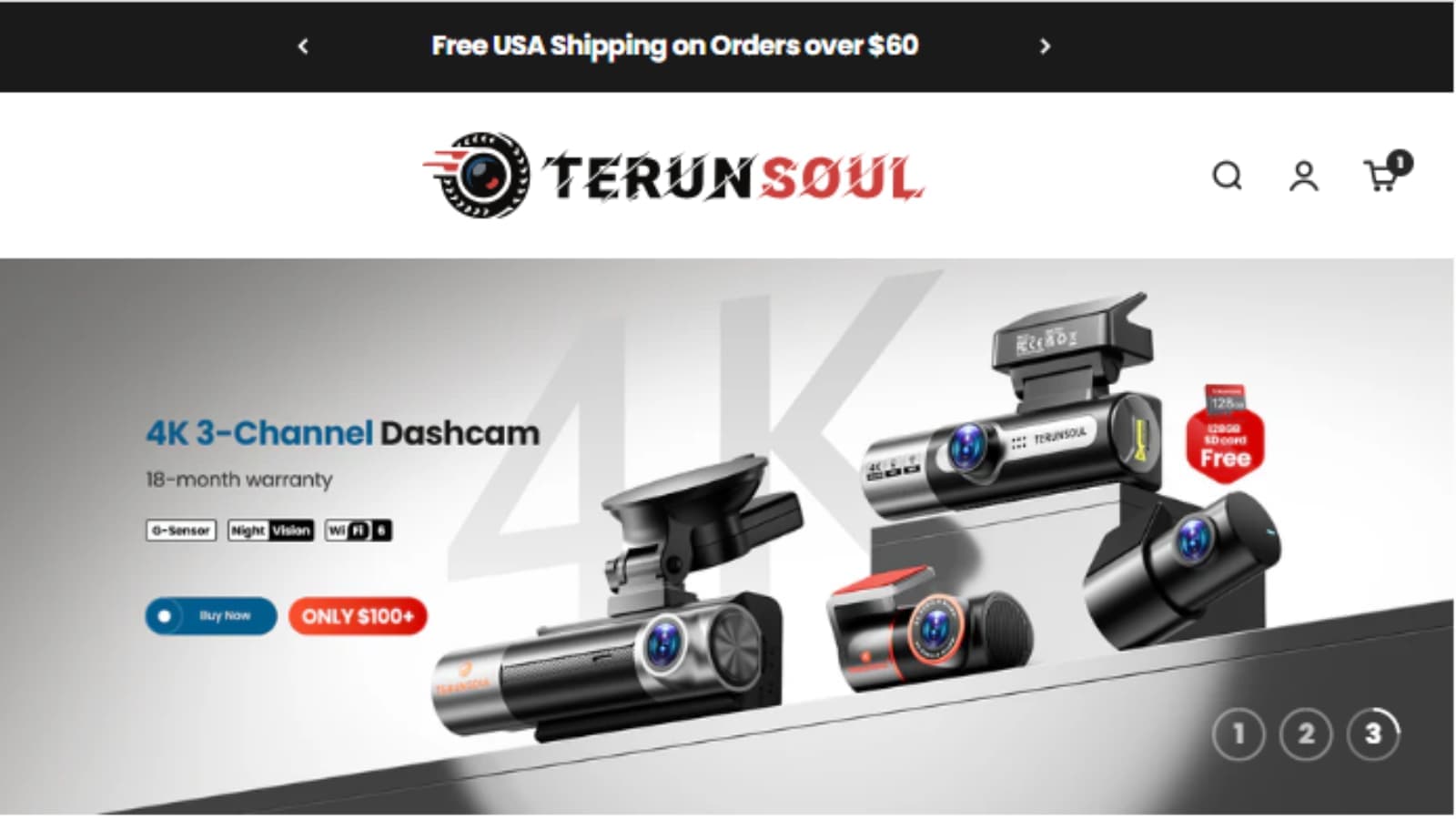 TerunSoul 4K 3-Channel Dashcam Hero TerunSoul 4K 3-Channel Dashcam homepage hero banner