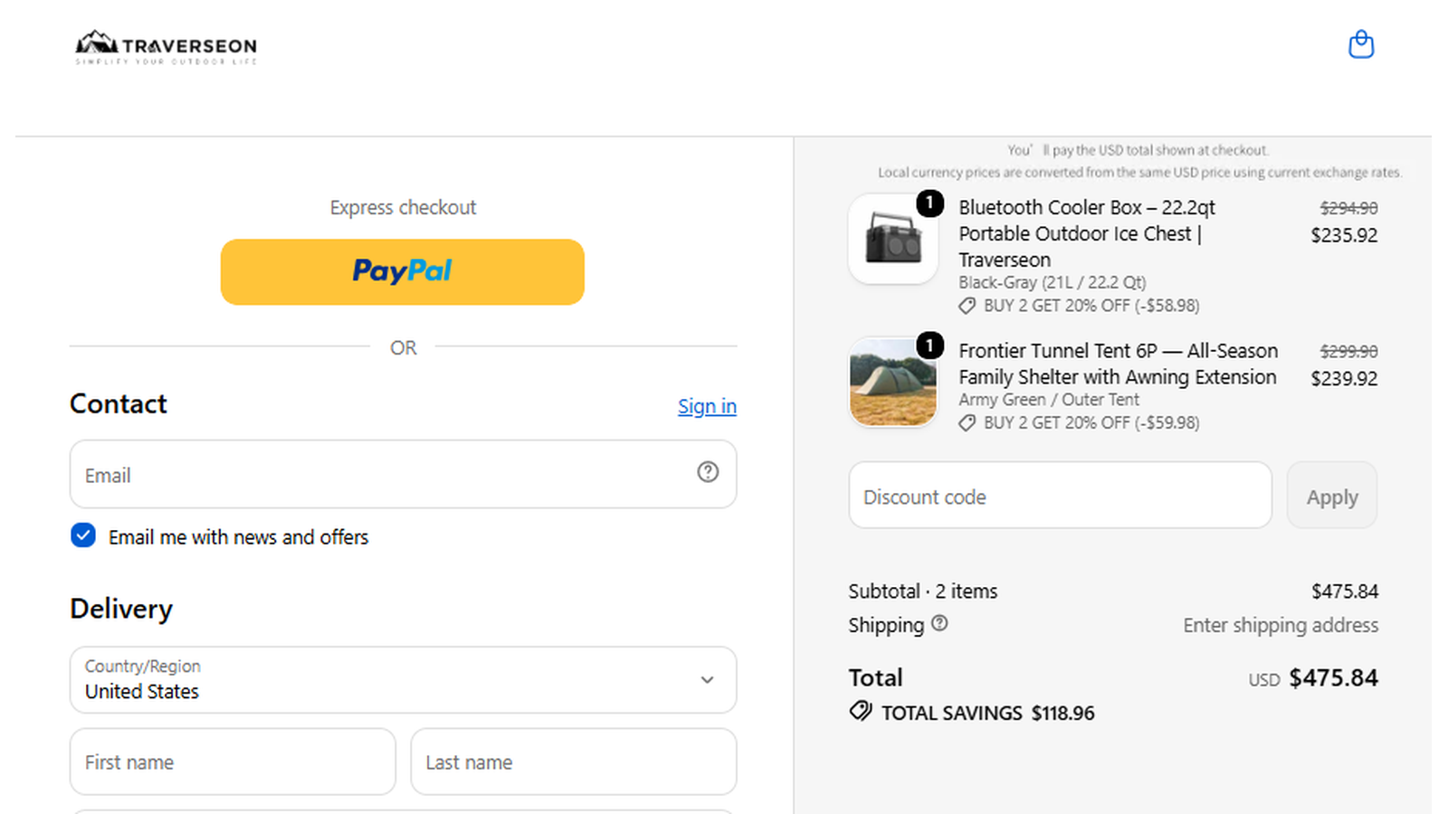 Traverseon Buy 2 Save 20 percent checkout proof on eligible Best Seller items